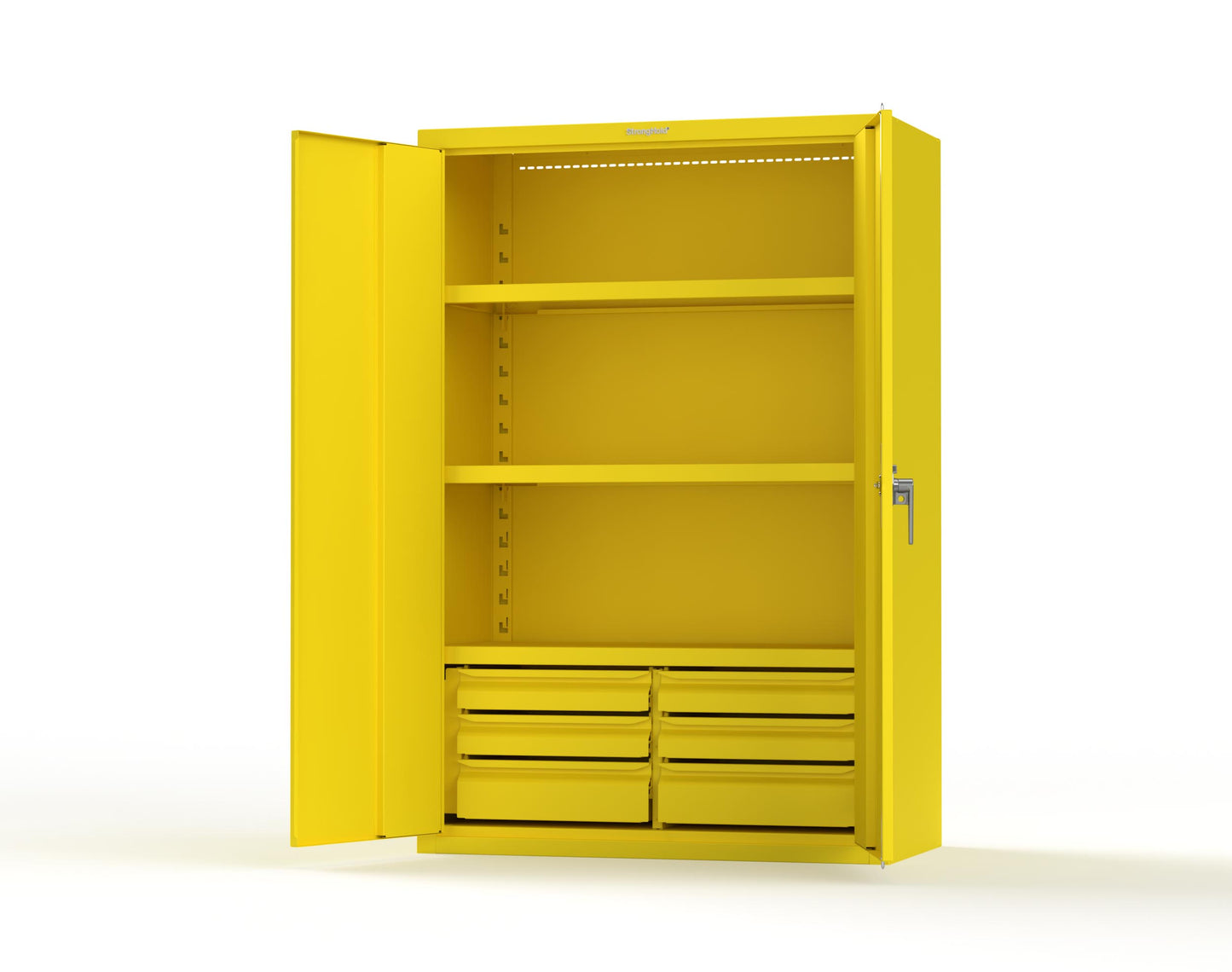Heavy Duty 18 GA Cabinet with 6 Drawers and 3 Shelves - 48 in. W x 24 in. D x 72 in. H - 46-243-6/5DB-P-1021