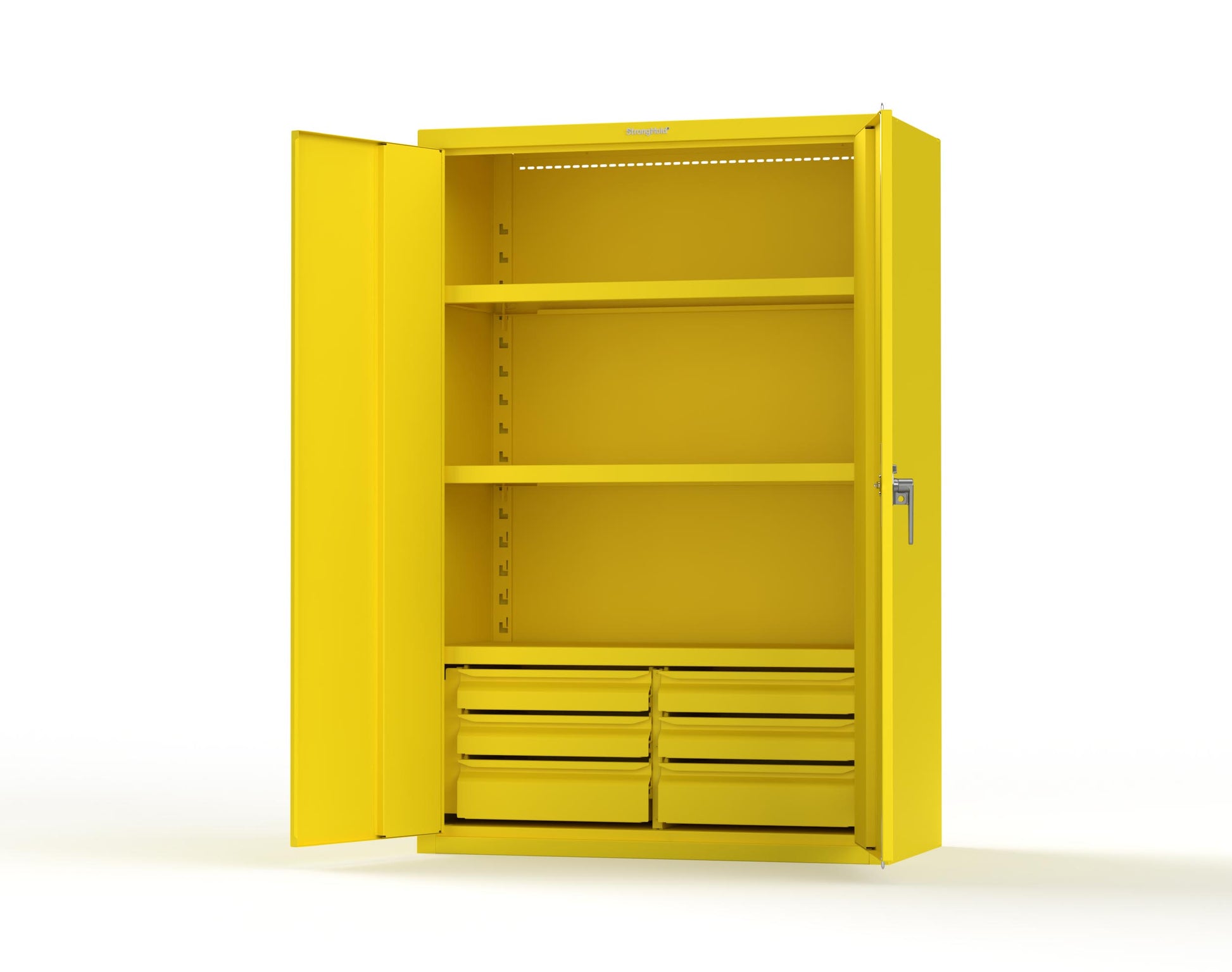 Heavy Duty 18 GA Cabinet with 6 Drawers and 3 Shelves - 48 in. W x 24 in. D x 72 in. H - 46-243-6/5DB-P-1021