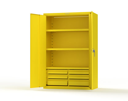 Heavy Duty 18 GA Cabinet with 6 Drawers and 3 Shelves - 48 in. W x 24 in. D x 72 in. H - 46-243-6/5DB-P-1021