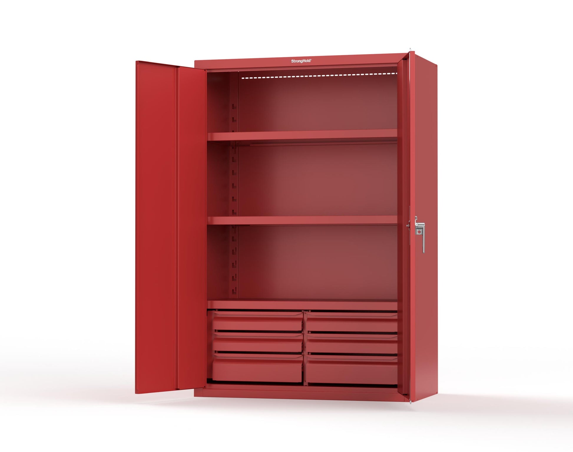 Heavy Duty 18 GA Cabinet with 6 Drawers and 3 Shelves - 48 in. W x 24 in. D x 72 in. H - 46-243-6/5DB-P-3001