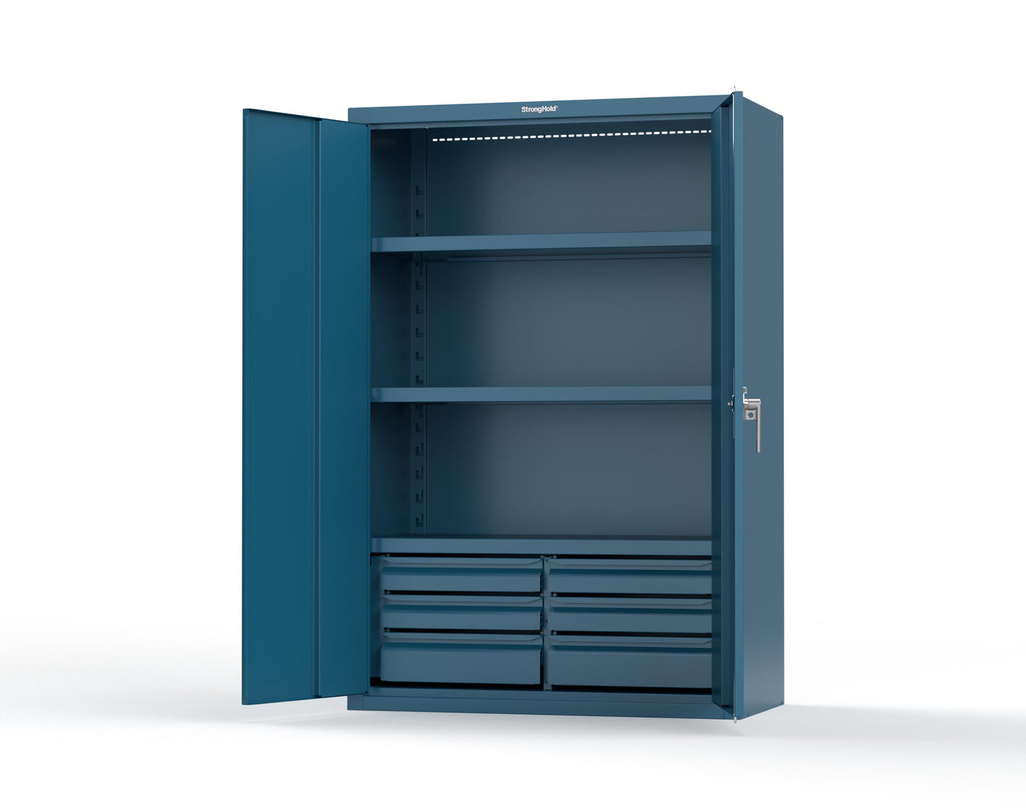 Heavy Duty 18 GA Cabinet with 6 Drawers and 3 Shelves - 48 in. W x 24 in. D x 72 in. H - 46-243-6/5DB-P-5001