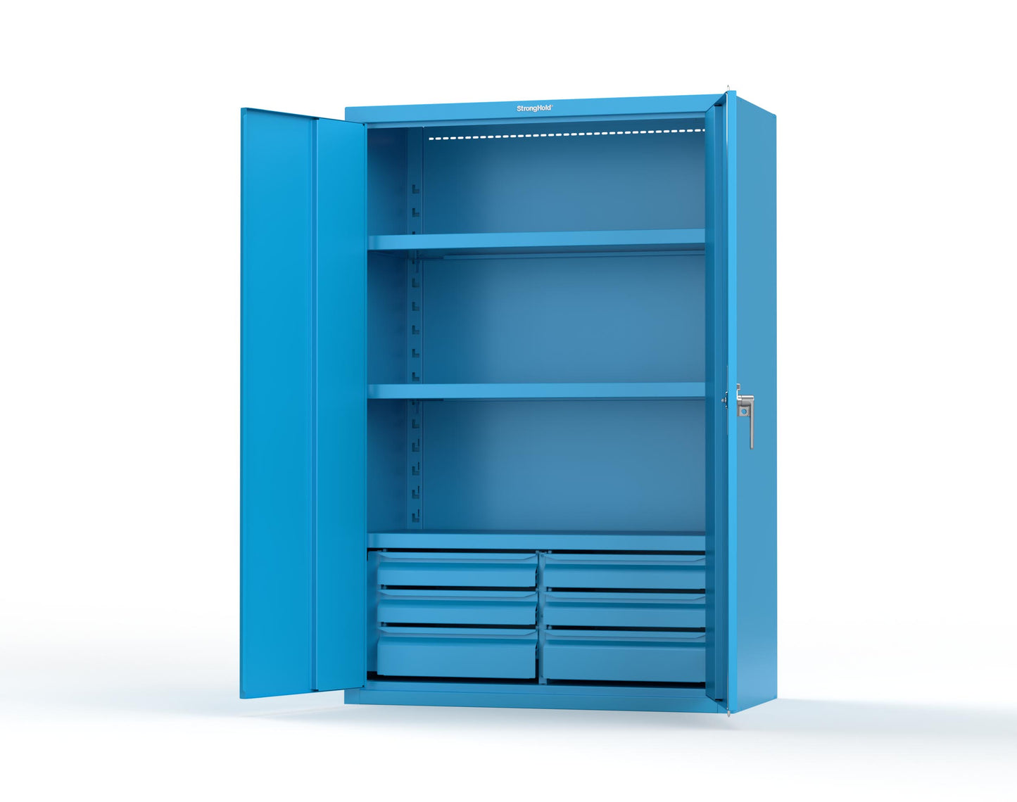 Heavy Duty 18 GA Cabinet with 6 Drawers and 3 Shelves - 48 in. W x 24 in. D x 72 in. H - 46-243-6/5DB-P-5012