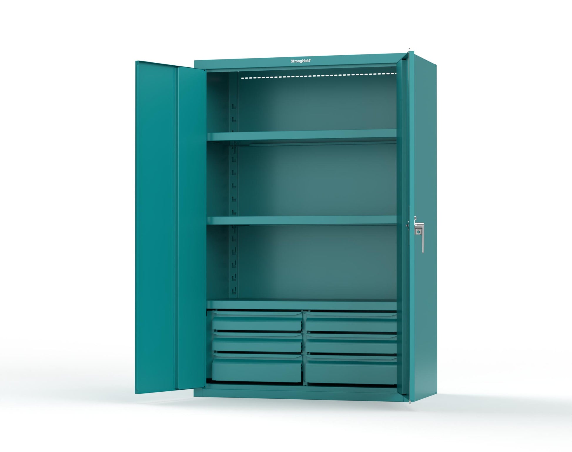 Heavy Duty 18 GA Cabinet with 6 Drawers and 3 Shelves - 48 in. W x 24 in. D x 72 in. H - 46-243-6/5DB-P-5021