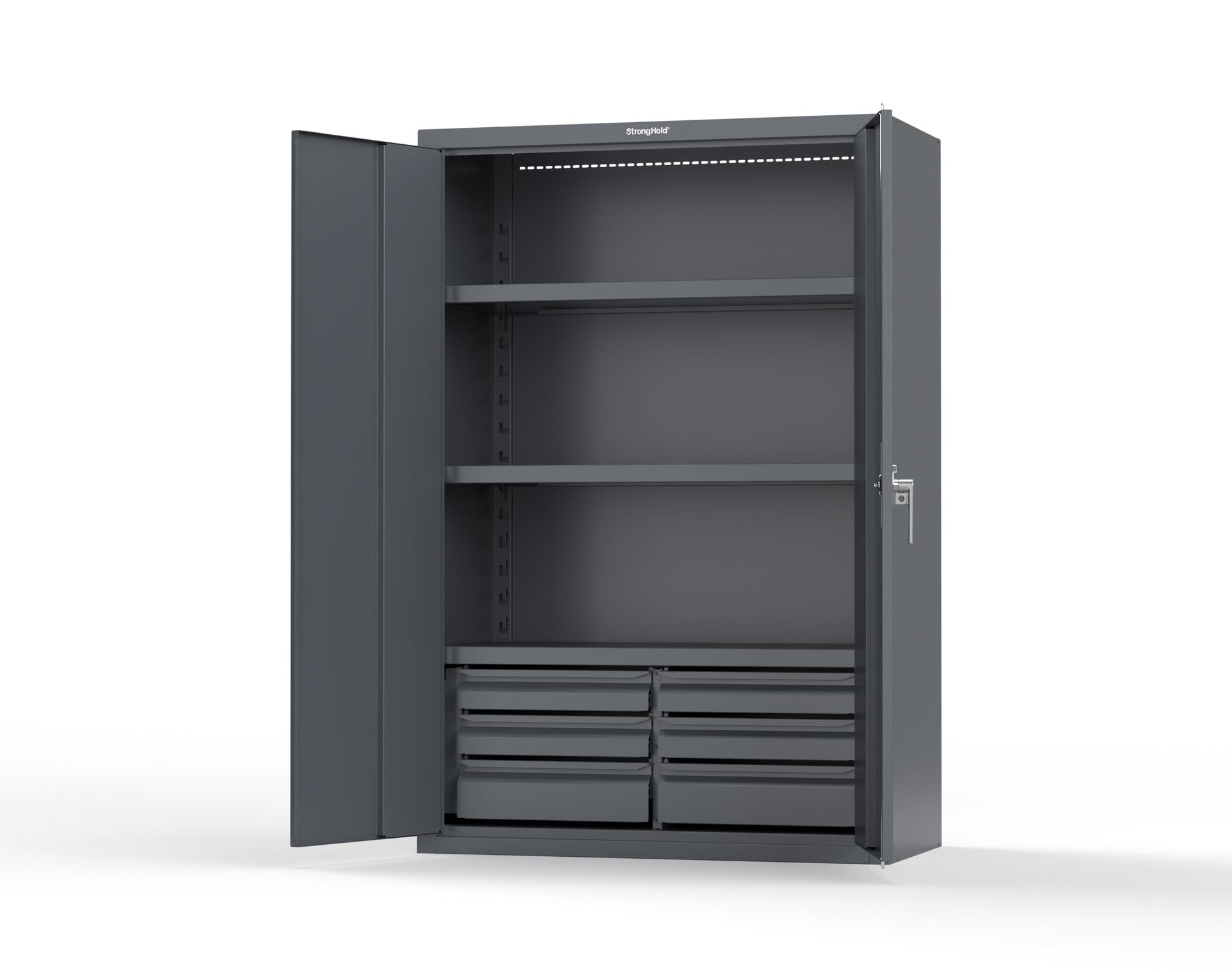 Heavy Duty 18 GA Cabinet with 6 Drawers and 3 Shelves - 48 in. W x 24 in. D x 72 in. H - 46-243-6/5DB-P-7024