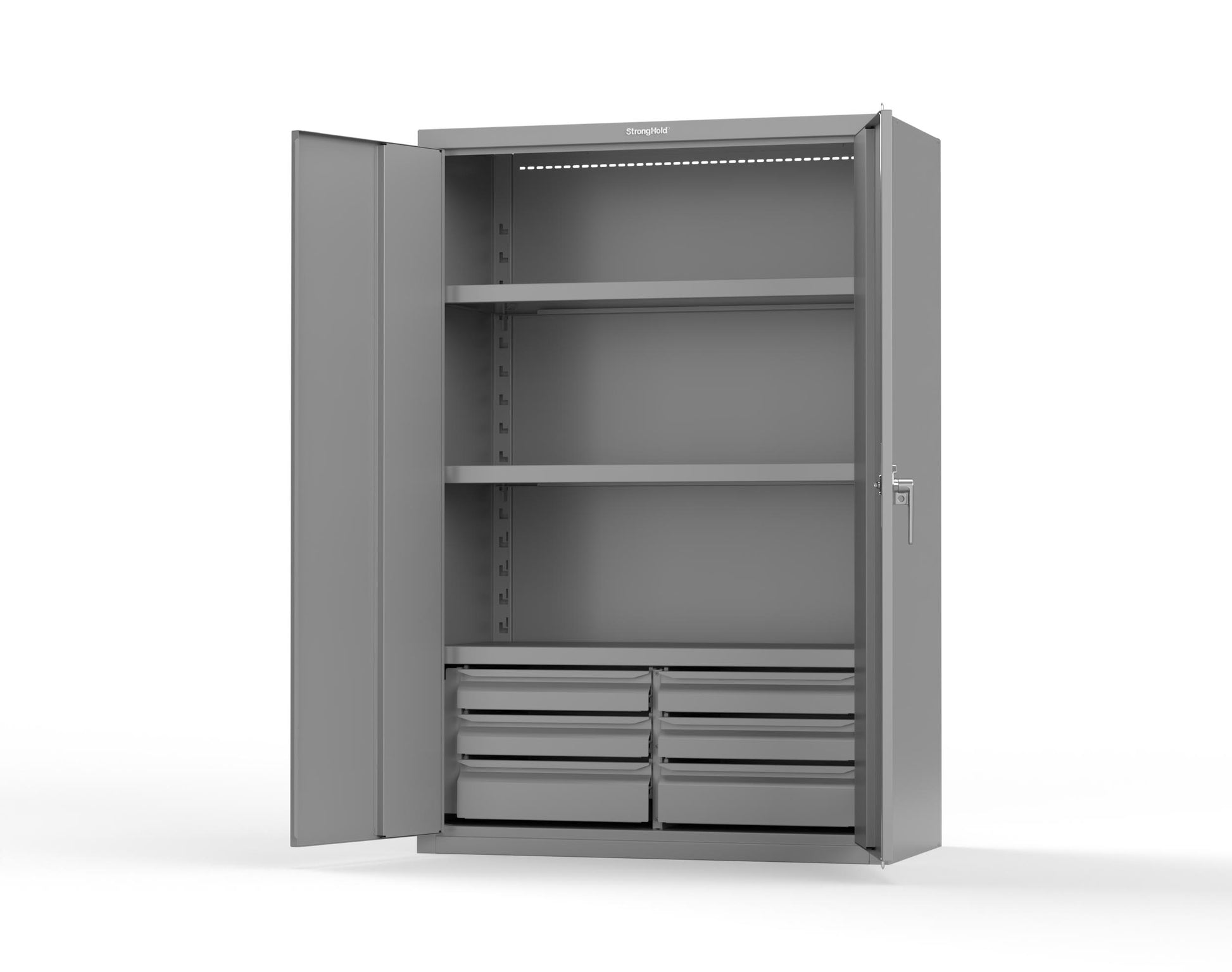 Heavy Duty 18 GA Cabinet with 6 Drawers and 3 Shelves - 48 in. W x 24 in. D x 72 in. H - 46-243-6/5DB-P-7037