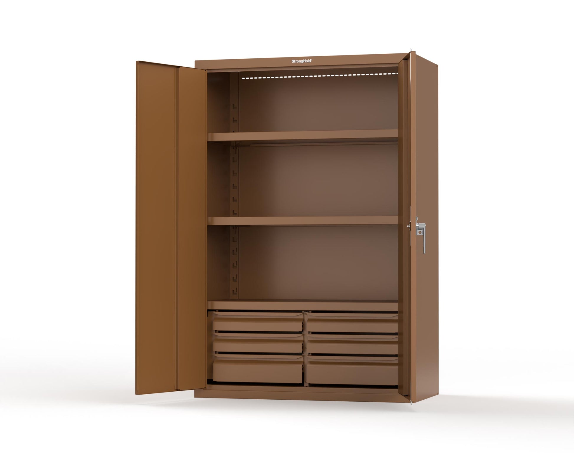 Heavy Duty 18 GA Cabinet with 6 Drawers and 3 Shelves - 48 in. W x 24 in. D x 72 in. H - 46-243-6/5DB-P-8008