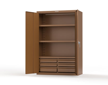 Heavy Duty 18 GA Cabinet with 6 Drawers and 3 Shelves - 48 in. W x 24 in. D x 72 in. H - 46-243-6/5DB-P-8008