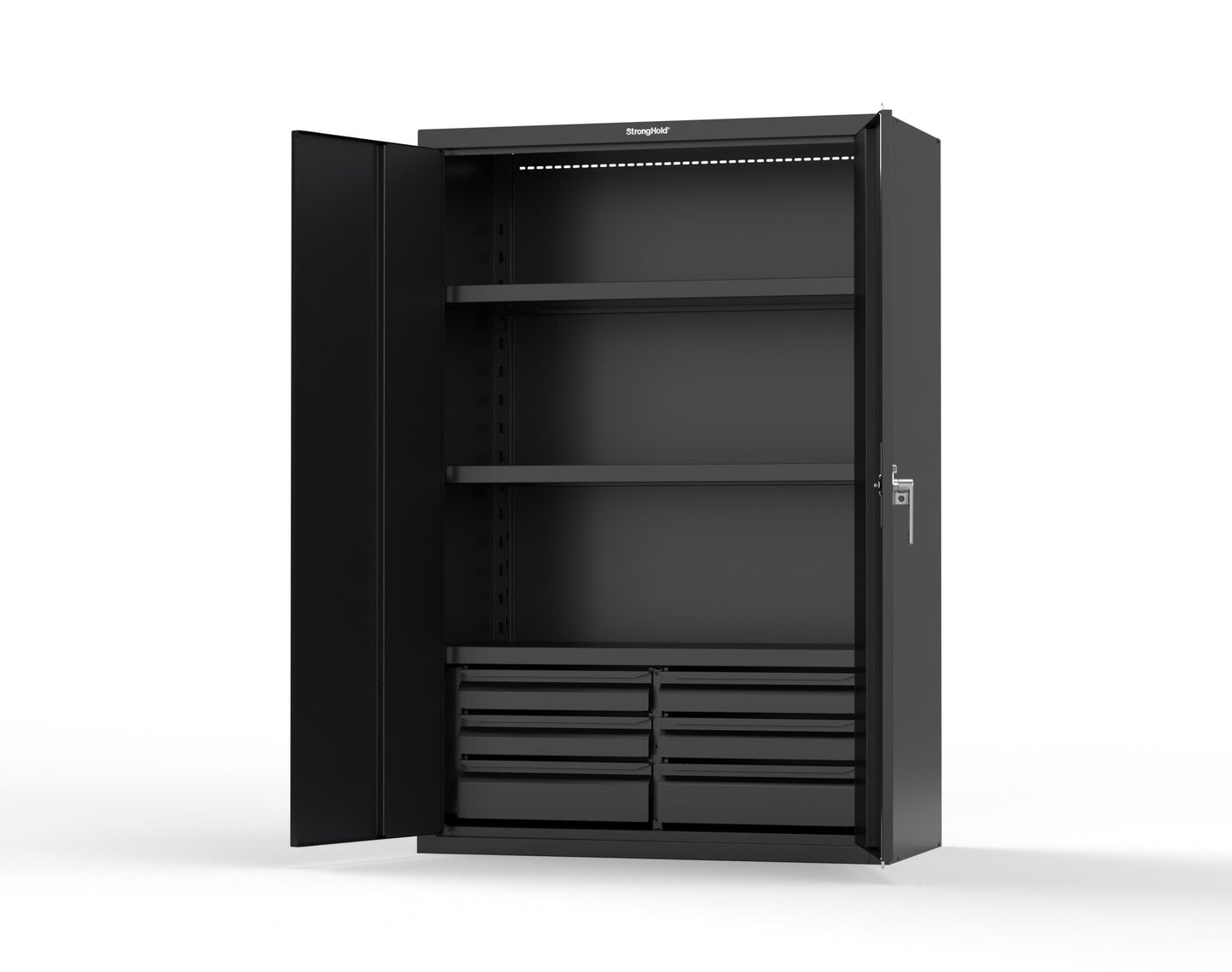 Heavy Duty 18 GA Cabinet with 6 Drawers and 3 Shelves - 48 in. W x 24 in. D x 72 in. H - 46-243-6/5DB-P-9005