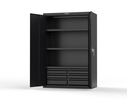 Heavy Duty 18 GA Cabinet with 6 Drawers and 3 Shelves - 48 in. W x 24 in. D x 72 in. H - 46-243-6/5DB-P-9005