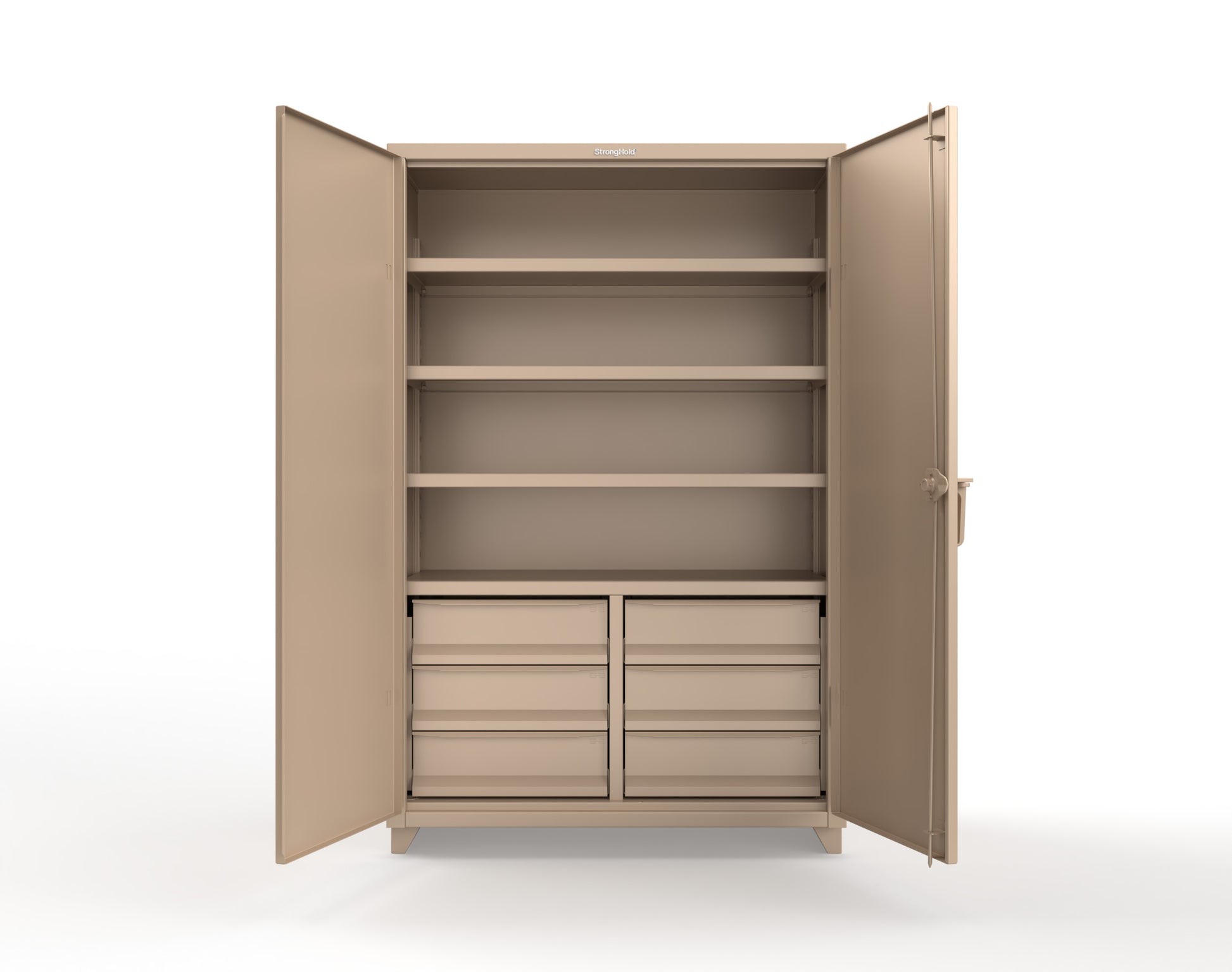 Extra Heavy Duty 14 GA Cabinet with 6 Half-Width Drawers, 4 Shelves | 48 In. W x 24 In. D x 75 In. H - 46-244-6/5DB-L-1019