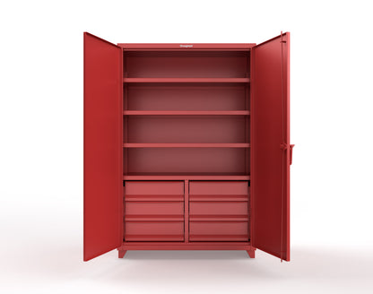 Extra Heavy Duty 14 GA Cabinet with 6 Half-Width Drawers, 4 Shelves | 48 In. W x 24 In. D x 75 In. H - 46-244-6/5DB-L-3001