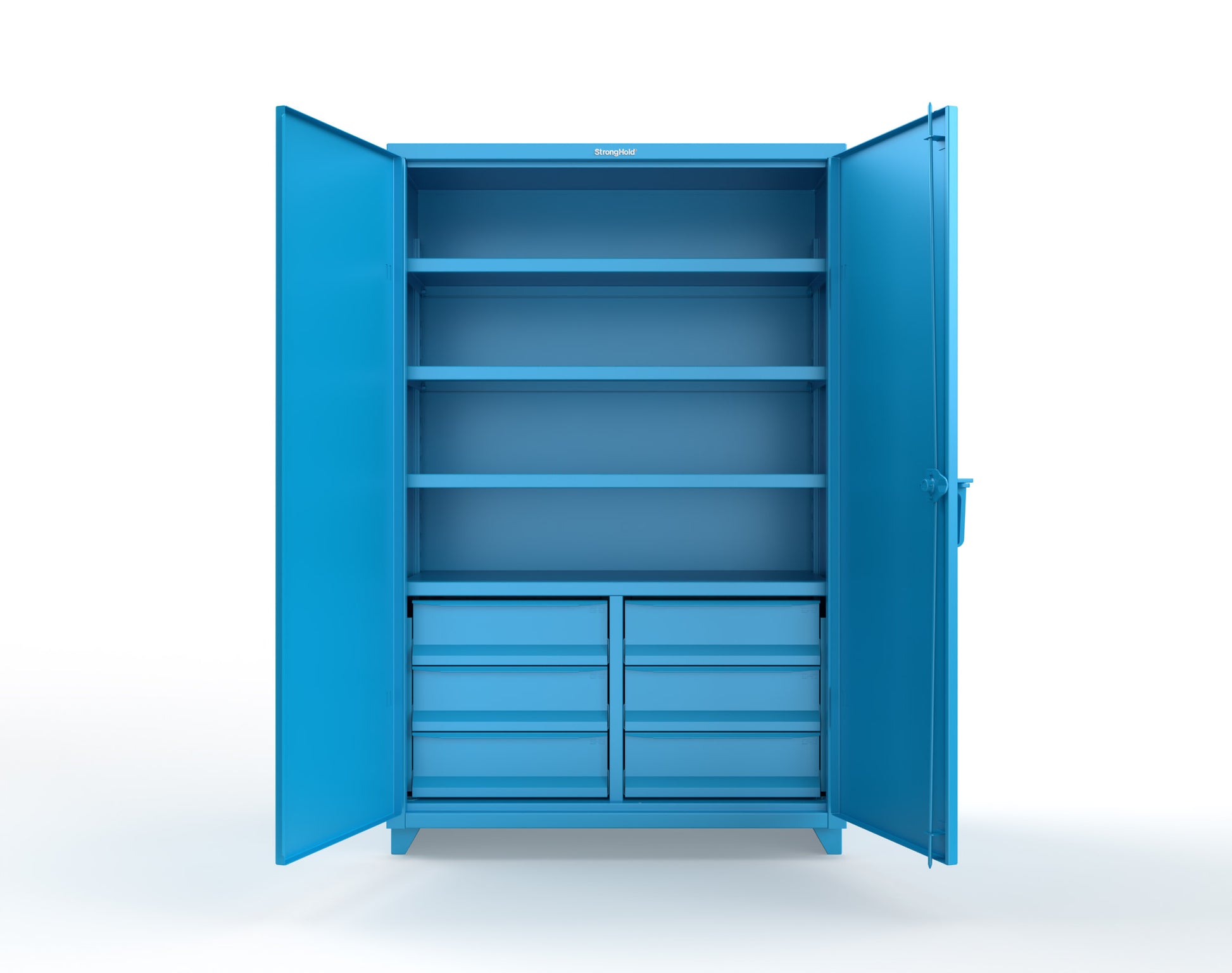 Extra Heavy Duty 14 GA Cabinet with 6 Half-Width Drawers, 4 Shelves | 48 In. W x 24 In. D x 75 In. H - 46-244-6/5DB-L-5012