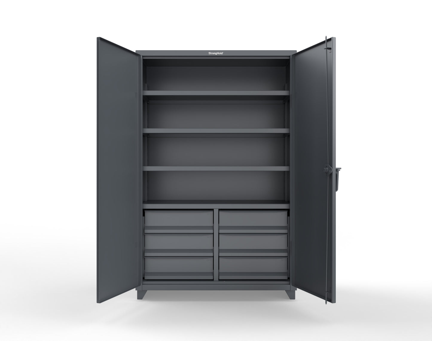 Extra Heavy Duty 14 GA Cabinet with 6 Half-Width Drawers, 4 Shelves | 48 In. W x 24 In. D x 75 In. H - 46-244-6/5DB-L-7024