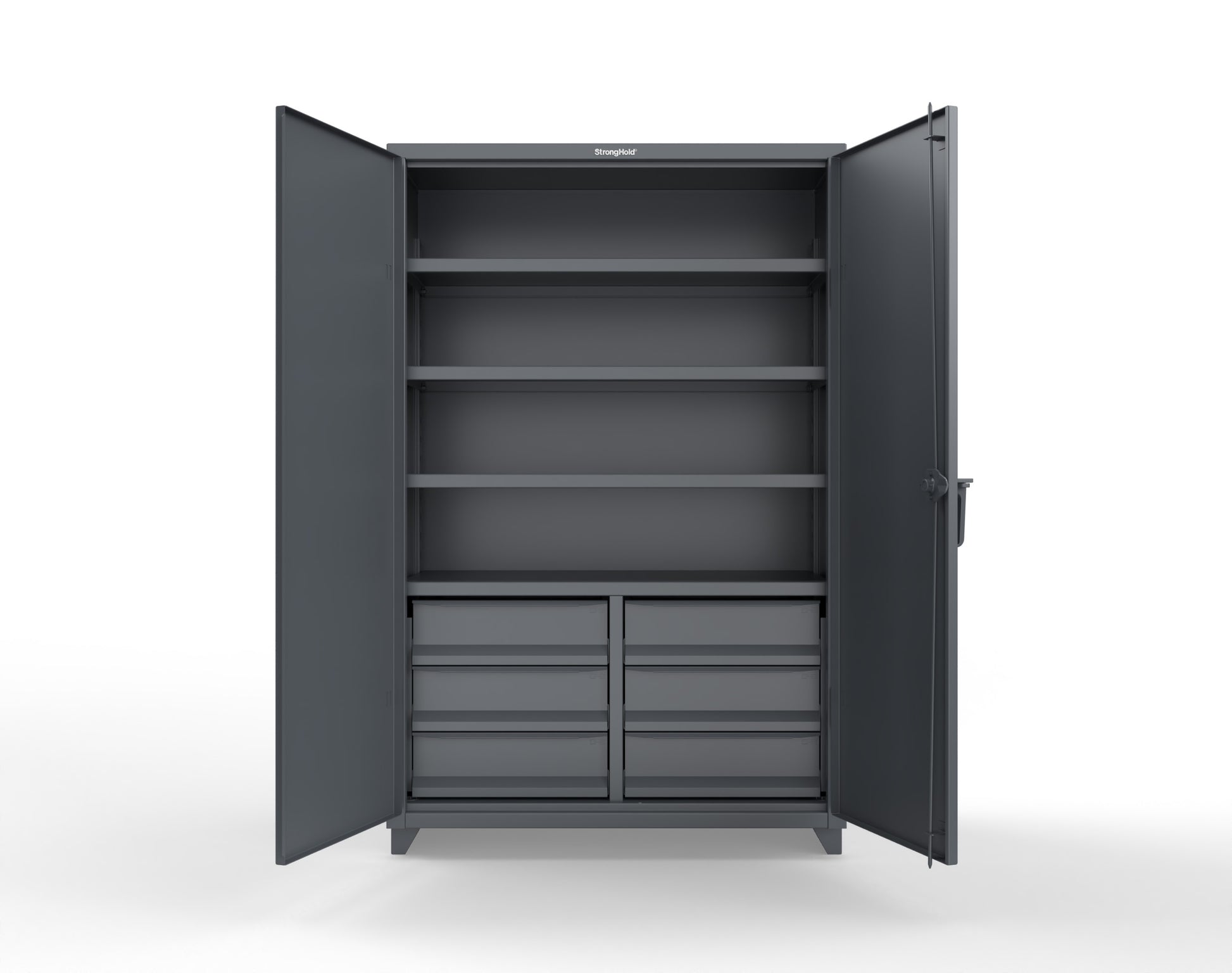 Extra Heavy Duty 14 GA Cabinet with 6 Half-Width Drawers, 4 Shelves | 48 In. W x 24 In. D x 75 In. H - 46-244-6/5DB-L-7024