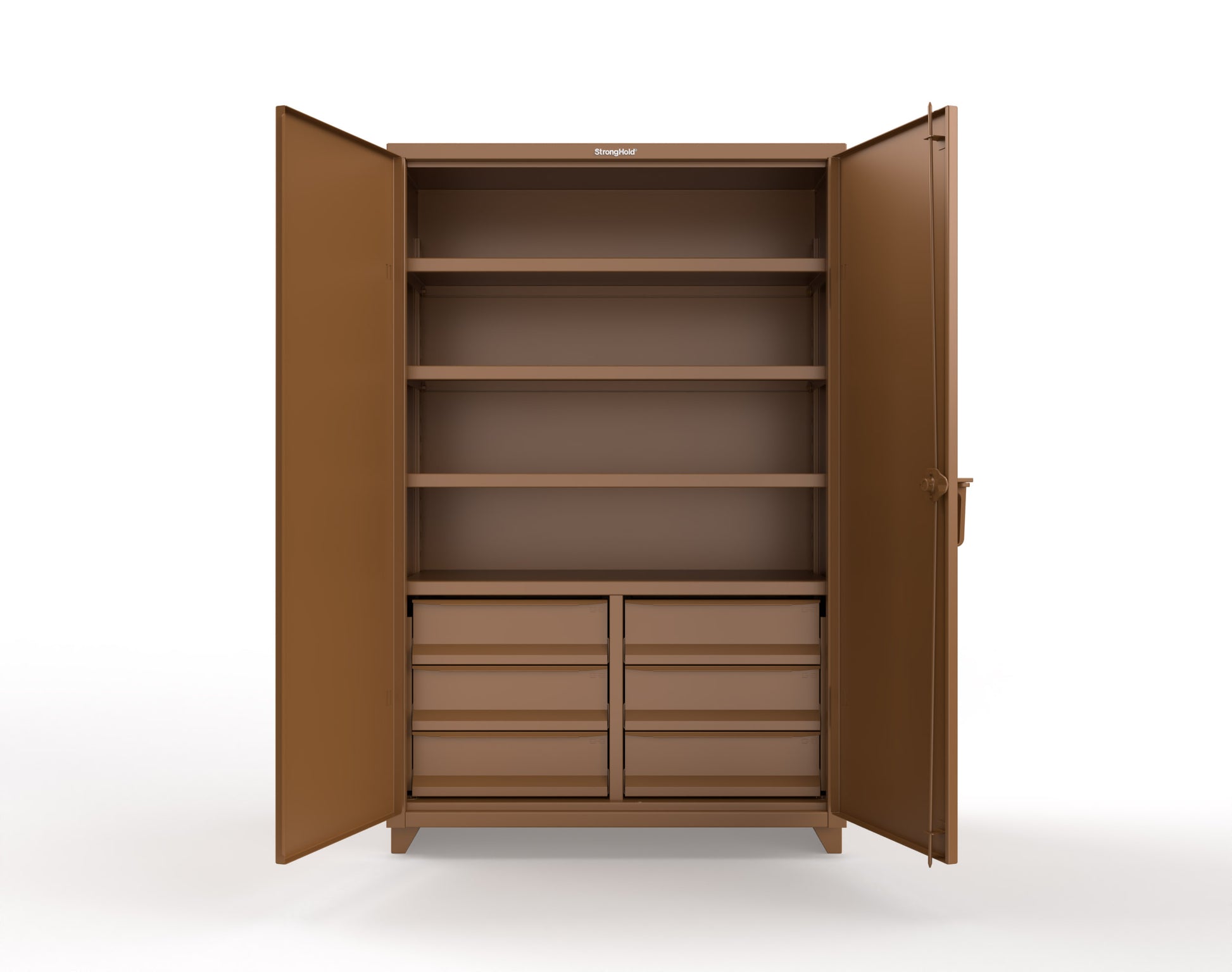 Extra Heavy Duty 14 GA Cabinet with 6 Half-Width Drawers, 4 Shelves | 48 In. W x 24 In. D x 75 In. H - 46-244-6/5DB-L-8008