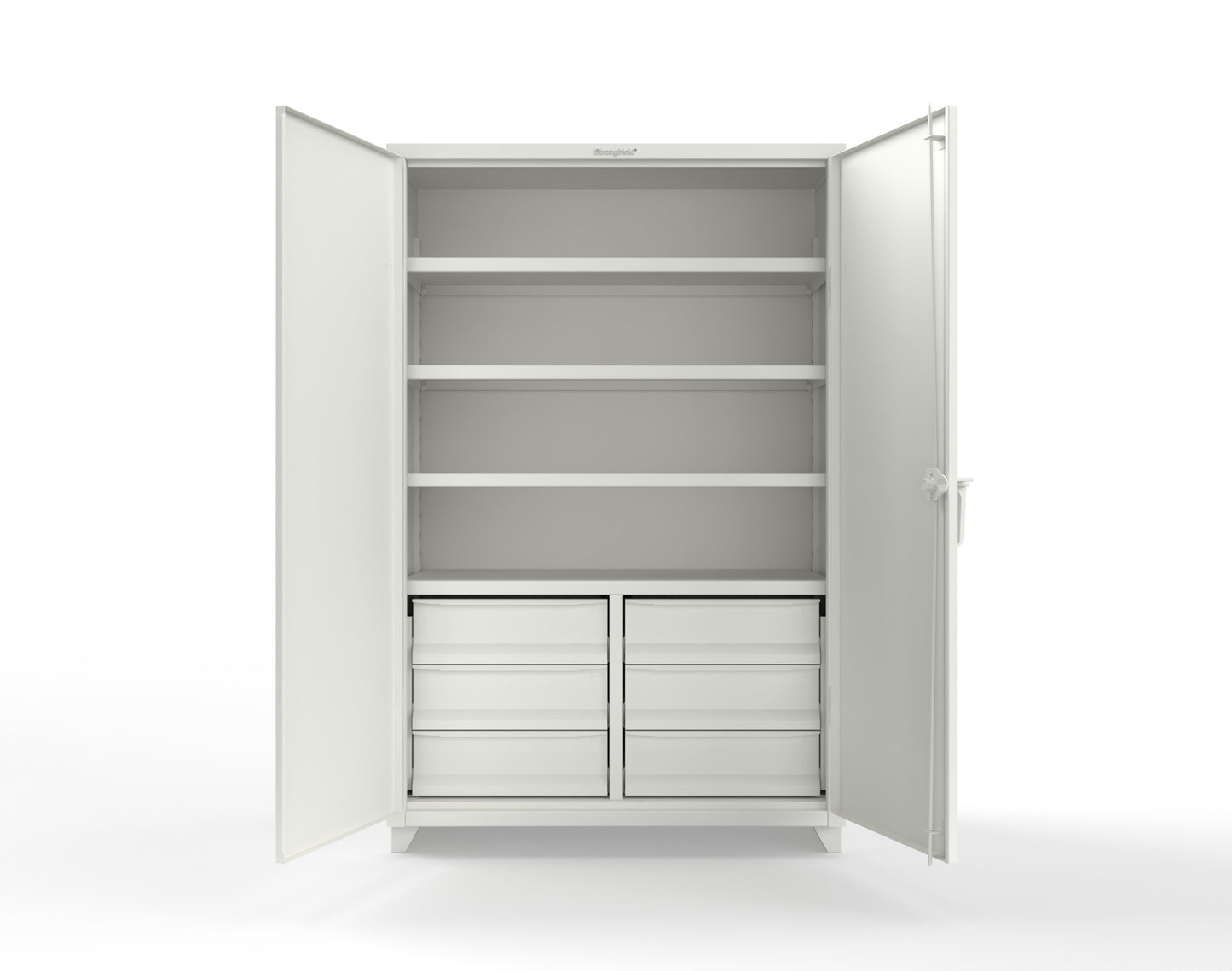 Extra Heavy Duty 14 GA Cabinet with 6 Half-Width Drawers, 4 Shelves | 48 In. W x 24 In. D x 75 In. H - 46-244-6/5DB-L-9003