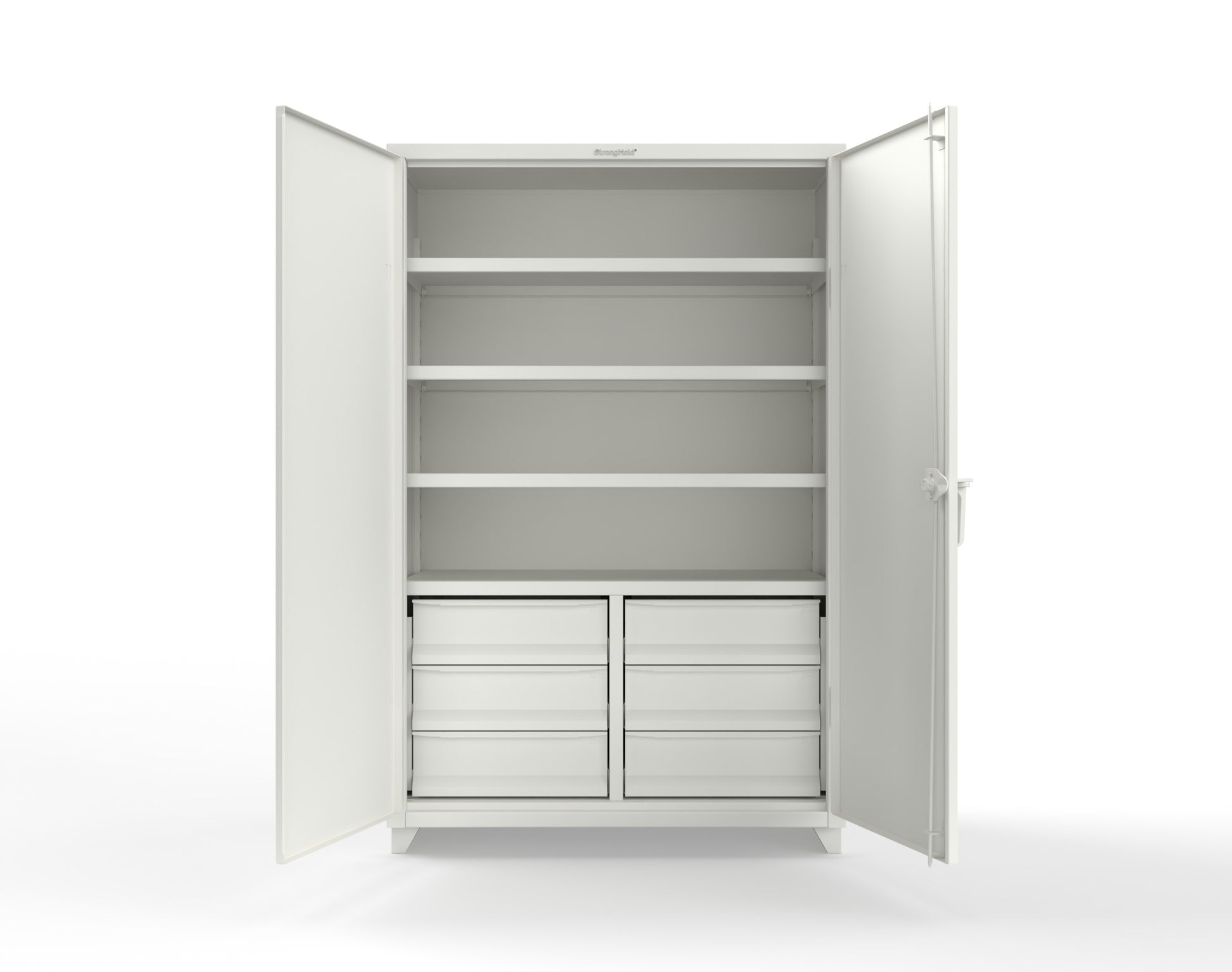 Extra Heavy Duty 14 GA Cabinet with 6 Half-Width Drawers, 4 Shelves | 48 In. W x 24 In. D x 75 In. H - 46-244-6/5DB-L-9003