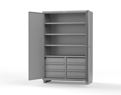 Extra Heavy Duty 14 GA Cabinet with 6 Half-Width Drawers, 4 Shelves | 48 In. W x 24 In. D x 75 In. H - 46-244-6/5DB-L-7037