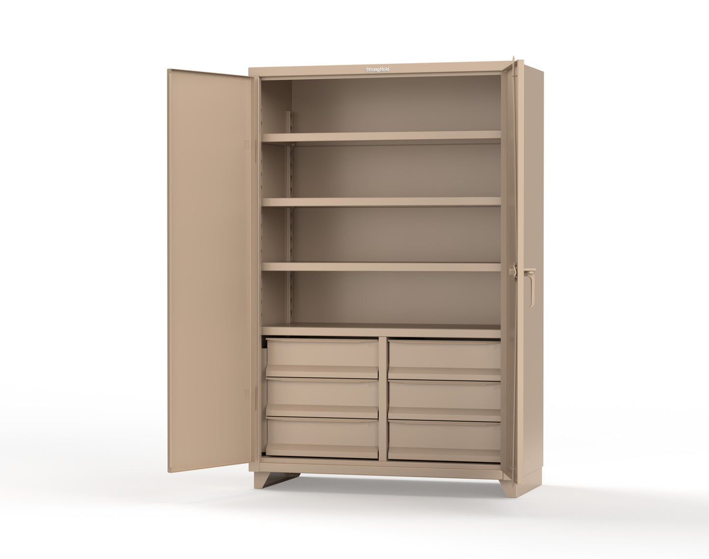 Extra Heavy Duty 14 GA Cabinet with 6 Half-Width Drawers, 4 Shelves | 48 In. W x 24 In. D x 75 In. H - 46-244-6/5DB-L-1019