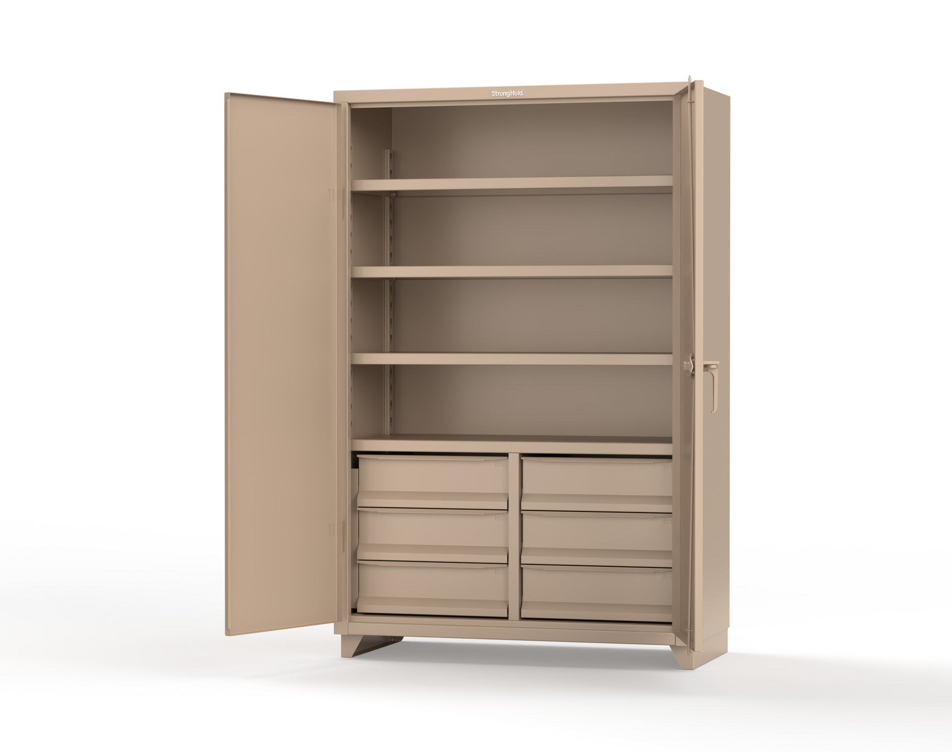 Extra Heavy Duty 14 GA Cabinet with 6 Half-Width Drawers, 4 Shelves | 48 In. W x 24 In. D x 75 In. H - 46-244-6/5DB-L-1019