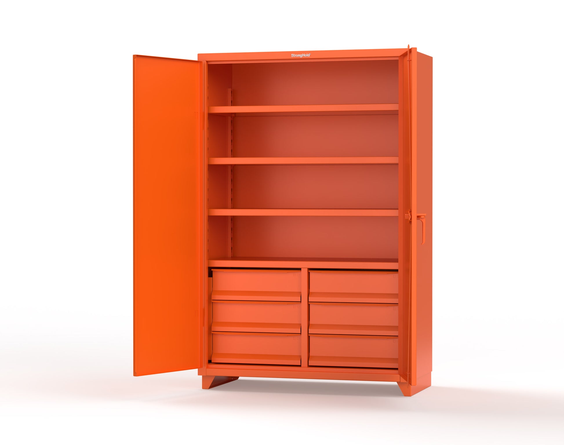 Extra Heavy Duty 14 GA Cabinet with 6 Half-Width Drawers, 4 Shelves | 48 In. W x 24 In. D x 75 In. H - 46-244-6/5DB-L-2009
