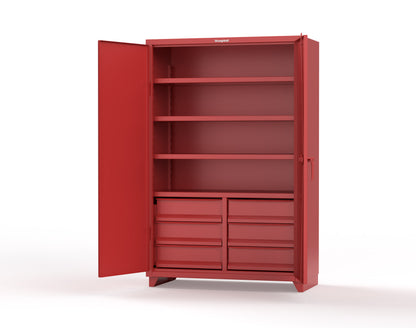 Extra Heavy Duty 14 GA Cabinet with 6 Half-Width Drawers, 4 Shelves | 48 In. W x 24 In. D x 75 In. H - 46-244-6/5DB-L-3001