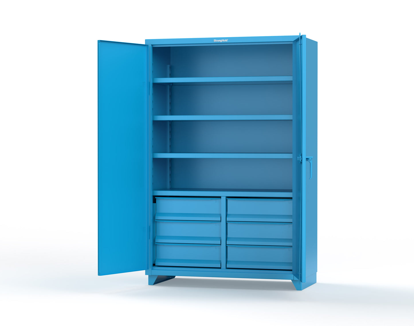 Extra Heavy Duty 14 GA Cabinet with 6 Half-Width Drawers, 4 Shelves | 48 In. W x 24 In. D x 75 In. H - 46-244-6/5DB-L-5012