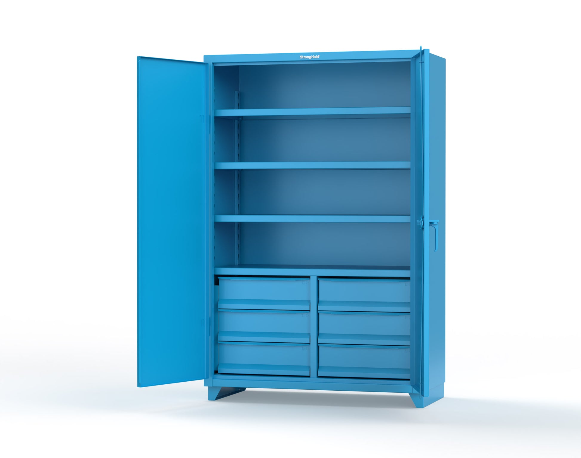 Extra Heavy Duty 14 GA Cabinet with 6 Half-Width Drawers, 4 Shelves | 48 In. W x 24 In. D x 75 In. H - 46-244-6/5DB-L-5012
