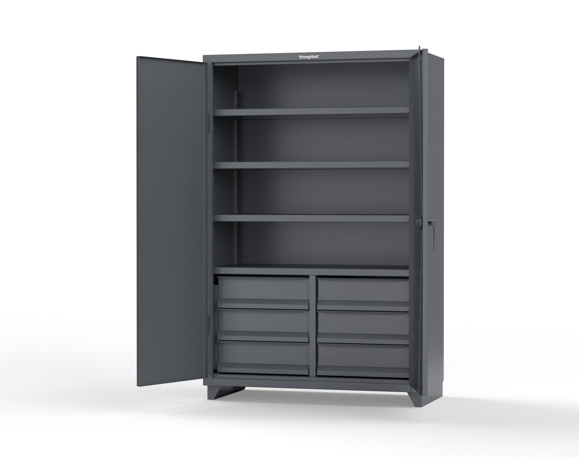 Extra Heavy Duty 14 GA Cabinet with 6 Half-Width Drawers, 4 Shelves | 48 In. W x 24 In. D x 75 In. H - 46-244-6/5DB-L-7024
