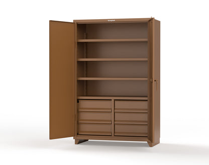 Extra Heavy Duty 14 GA Cabinet with 6 Half-Width Drawers, 4 Shelves | 48 In. W x 24 In. D x 75 In. H - 46-244-6/5DB-L-8008