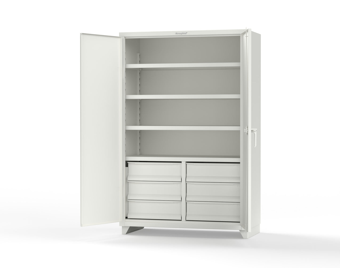 Extra Heavy Duty 14 GA Cabinet with 6 Half-Width Drawers, 4 Shelves | 48 In. W x 24 In. D x 75 In. H - 46-244-6/5DB-L-9003