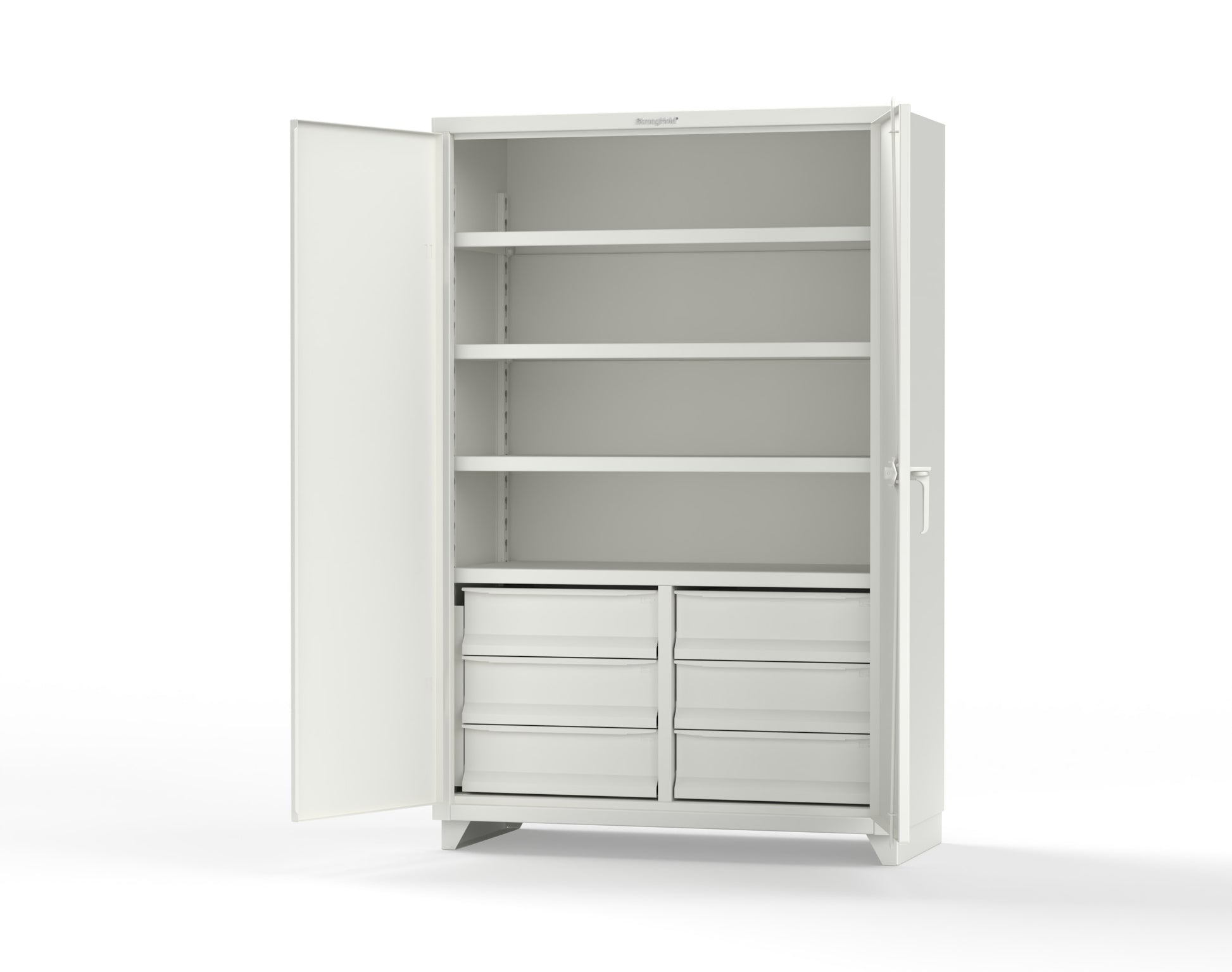 Extra Heavy Duty 14 GA Cabinet with 6 Half-Width Drawers, 4 Shelves | 48 In. W x 24 In. D x 75 In. H - 46-244-6/5DB-L-9003