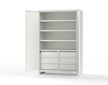 Extra Heavy Duty 14 GA Cabinet with 6 Half-Width Drawers, 4 Shelves | 48 In. W x 24 In. D x 75 In. H - 46-244-6/5DB-L-9003