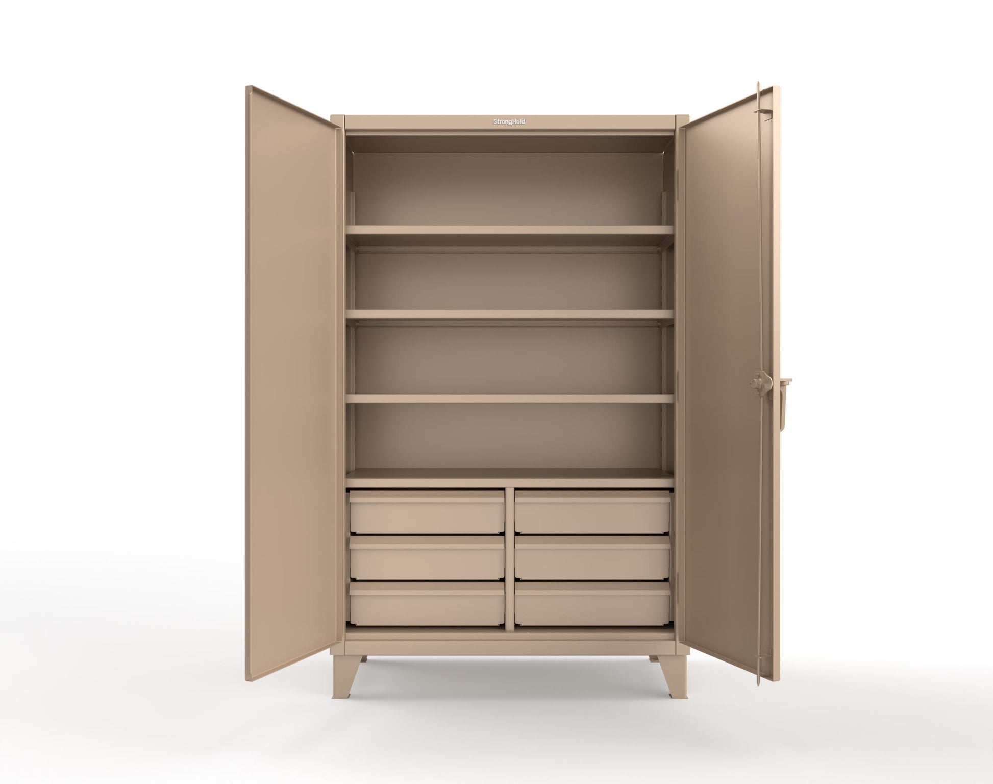 Extreme Duty 12 GA Cabinet with 6 Half-Width Drawers, 4 Shelves | 48 In. W x 24 In. D x 78 In. H - 46-244-6/5DB-1019