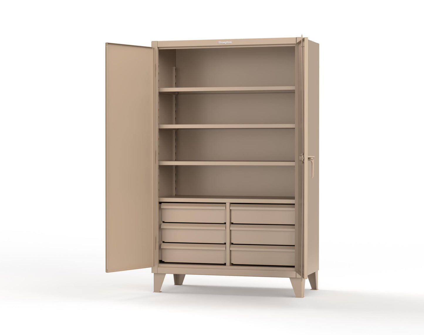 Extreme Duty 12 GA Cabinet with 6 Half-Width Drawers, 4 Shelves | 48 In. W x 24 In. D x 78 In. H - 46-244-6/5DB-1019