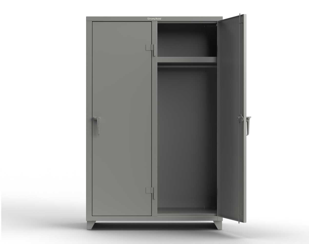 Extra Heavy Duty 14 GA Single-Tier Locker with Shelf and Hanger Rod, 2 Compartments - 48 in. W x 24 in. D x 75 in. H