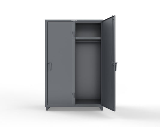 Extra Heavy Duty 14 GA Single-Tier Locker with Shelf and Hanger Rod, 2 Compartments - 48 in. W x 24 in. D x 75 in. H - 46-2D-24-1T-L-7024