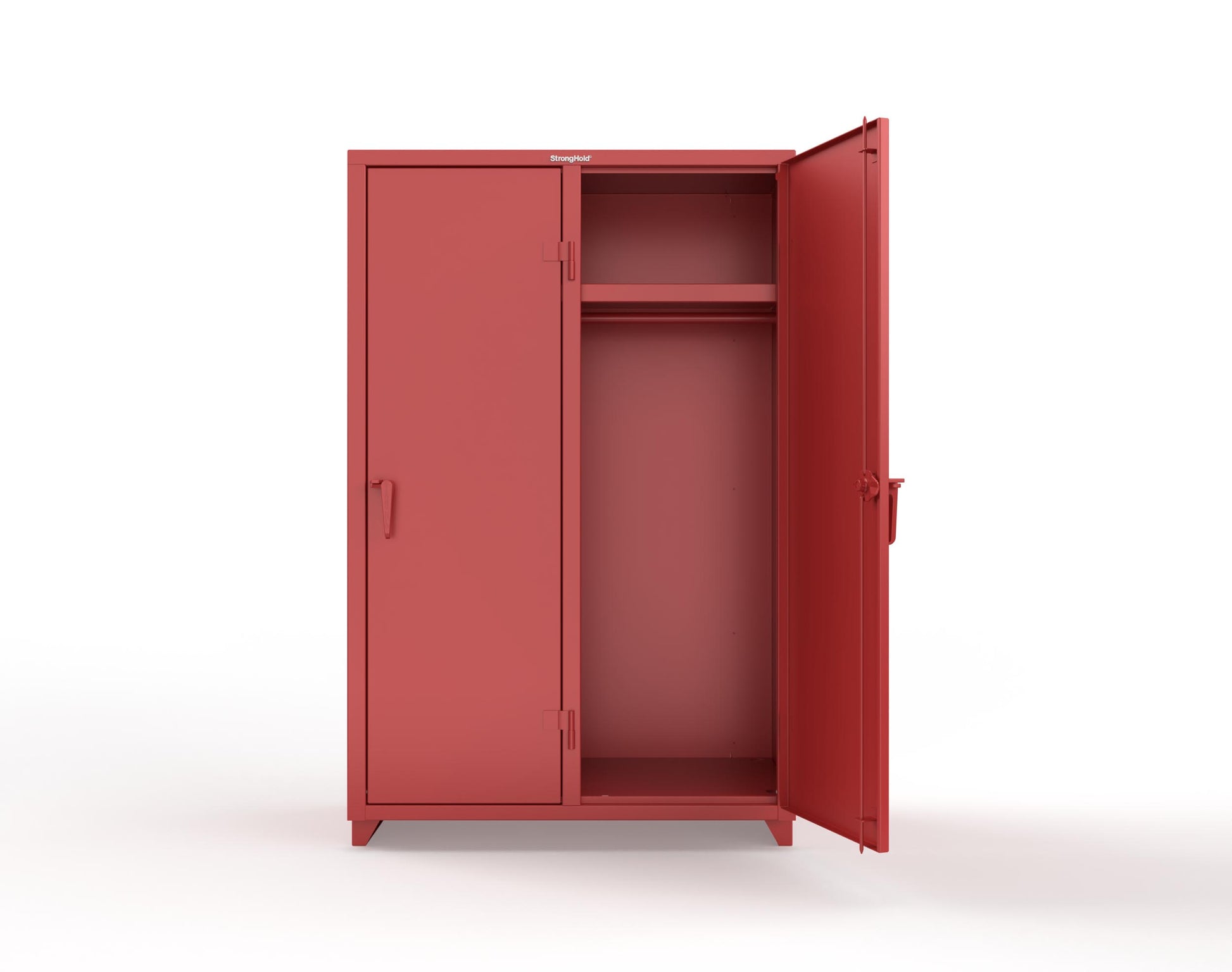 Extra Heavy Duty 14 GA Single-Tier Locker with Shelf and Hanger Rod, 2 Compartments - 48 in. W x 24 in. D x 75 in. H - 46-2D-24-1T-L-3001