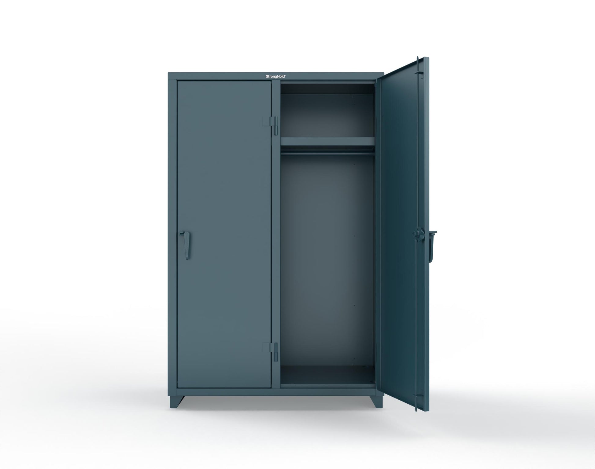 Extra Heavy Duty 14 GA Single-Tier Locker with Shelf and Hanger Rod, 2 Compartments - 48 in. W x 24 in. D x 75 in. H - 46-2D-24-1T-L-5001