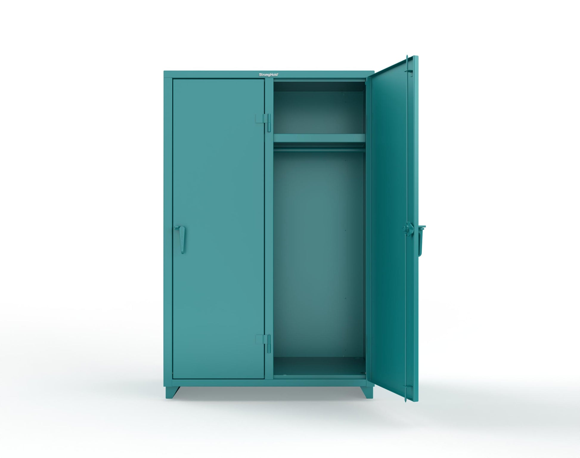 Extra Heavy Duty 14 GA Single-Tier Locker with Shelf and Hanger Rod, 2 Compartments - 48 in. W x 24 in. D x 75 in. H - 46-2D-24-1T-L-5021