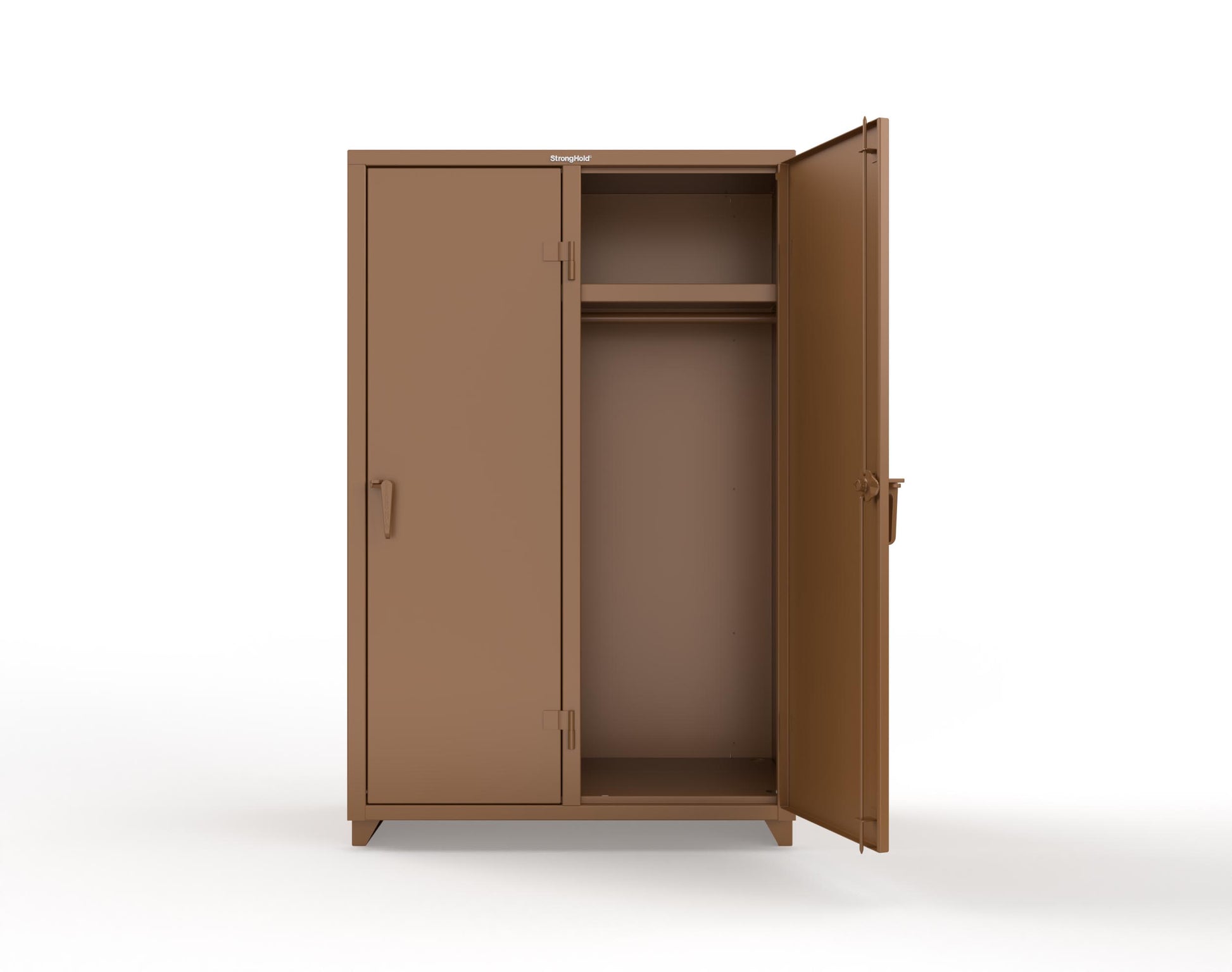 Extra Heavy Duty 14 GA Single-Tier Locker with Shelf and Hanger Rod, 2 Compartments - 48 in. W x 24 in. D x 75 in. H - 46-2D-24-1T-L-8008