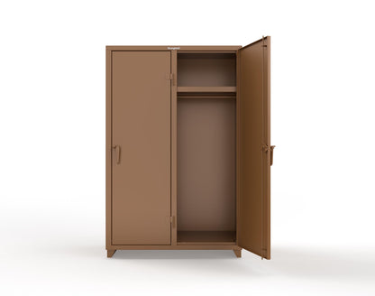 Extra Heavy Duty 14 GA Single-Tier Locker with Shelf and Hanger Rod, 2 Compartments - 48 in. W x 24 in. D x 75 in. H - 46-2D-24-1T-L-8008