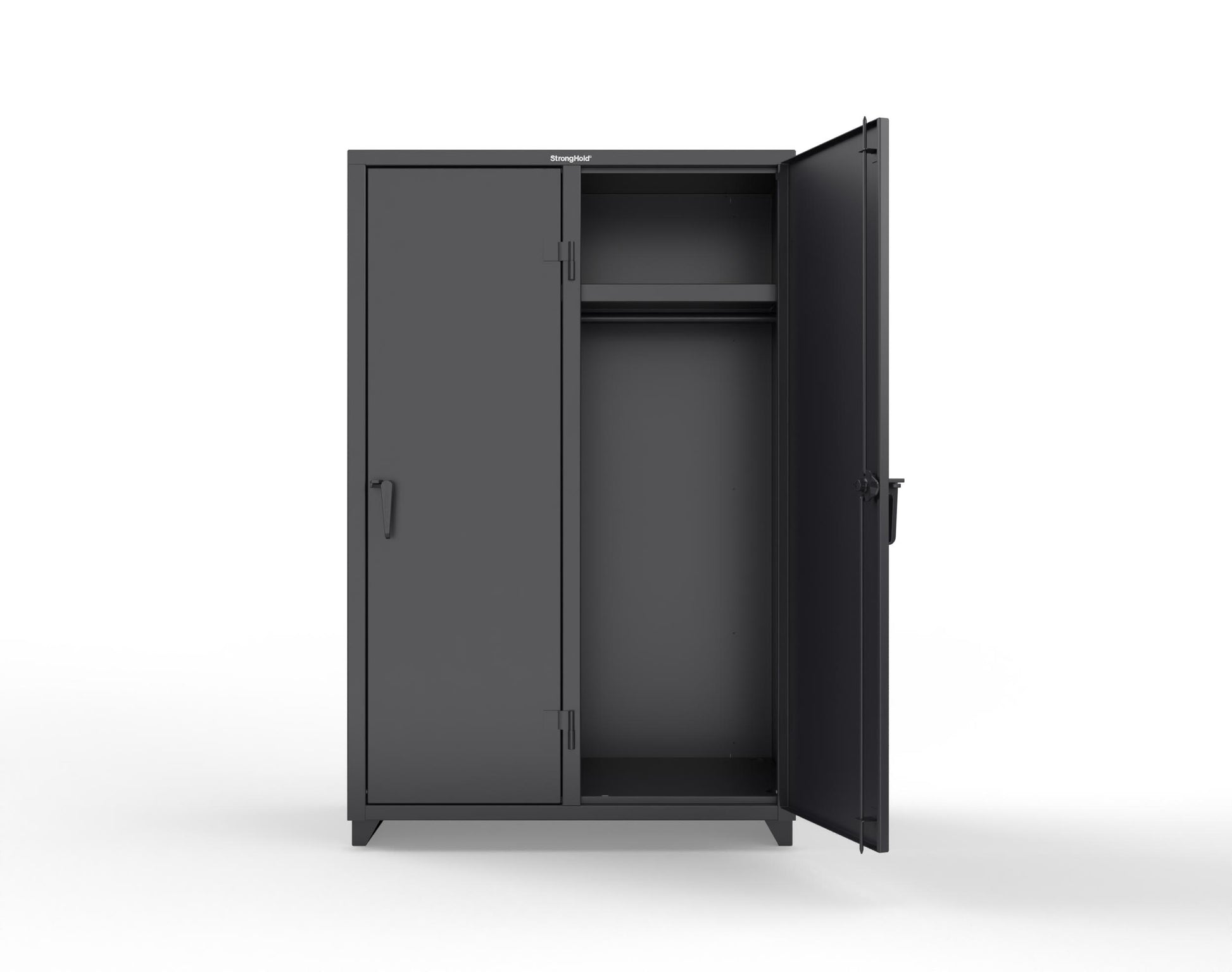 Extra Heavy Duty 14 GA Single-Tier Locker with Shelf and Hanger Rod, 2 Compartments - 48 in. W x 24 in. D x 75 in. H - 46-2D-24-1T-L-9005