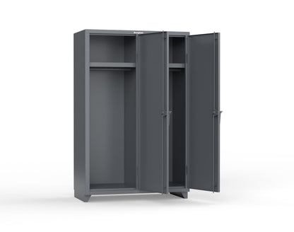 Extra Heavy Duty 14 GA Single-Tier Locker with Shelf and Hanger Rod, 2 Compartments - 48 in. W x 24 in. D x 75 in. H - 46-2D-24-1T-L-7024