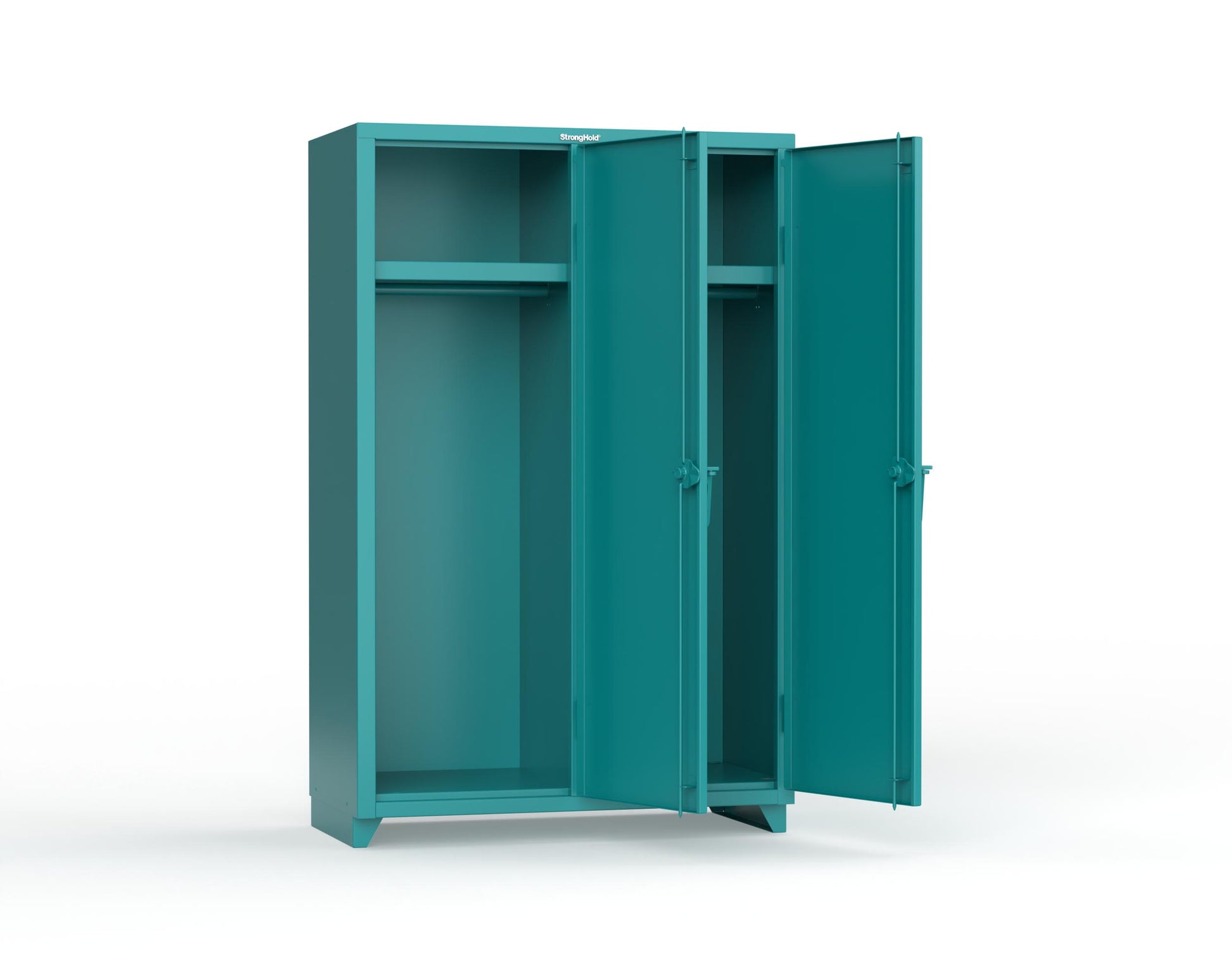 Extra Heavy Duty 14 GA Single-Tier Locker with Shelf and Hanger Rod, 2 Compartments - 48 in. W x 24 in. D x 75 in. H - 46-2D-24-1T-L-5021