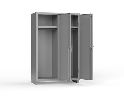 Extra Heavy Duty 14 GA Single-Tier Locker with Shelf and Hanger Rod, 2 Compartments - 48 in. W x 24 in. D x 75 in. H - 46-2D-24-1T-L-7037