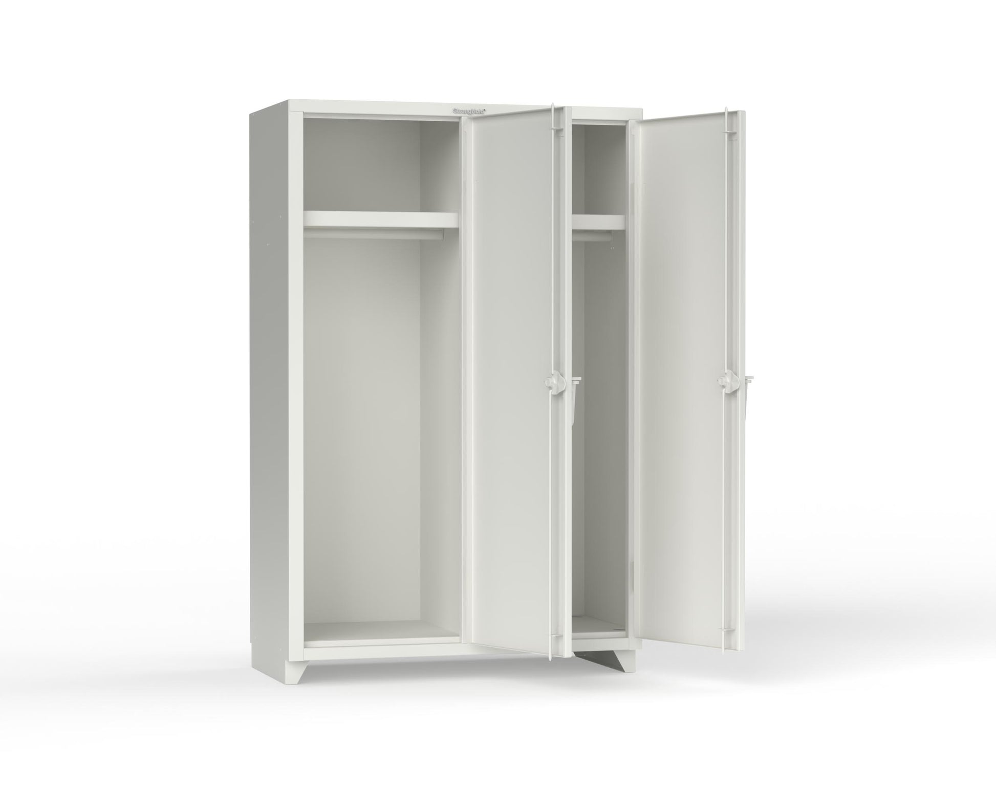 Extra Heavy Duty 14 GA Single-Tier Locker with Shelf and Hanger Rod, 2 Compartments - 48 in. W x 24 in. D x 75 in. H - 46-2D-24-1T-L-9003