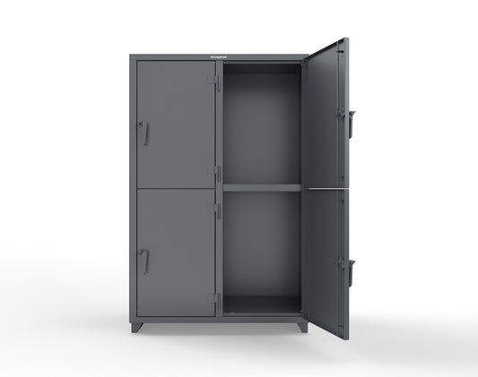 Extra Heavy Duty 14 GA Double-Tier Locker, 4 Compartments - 48 in. W x 24 in. D x 75 in. H - 46-4D-24-2T-L-7024