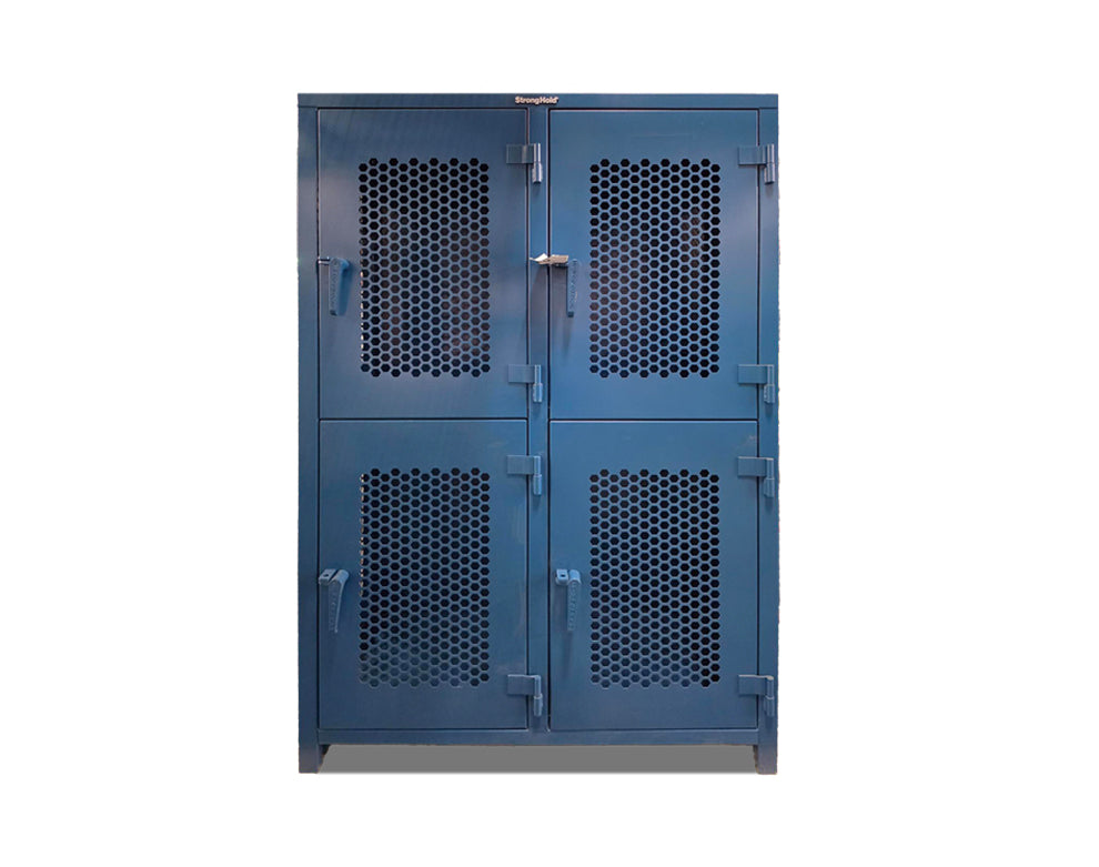 Extra Heavy Duty 14 GA Double-Tier Ventilated Locker, 4 Compartments - 48 in. W x 24 in. D x 75 in. H - Outlet