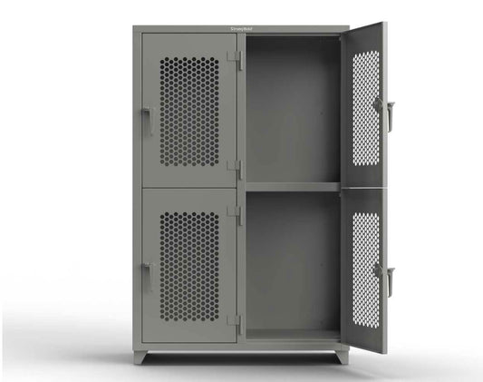 Extra Heavy Duty 14 GA Double-Tier Ventilated Locker, 4 Compartments - 48 in. W x 24 in. D x 75 in. H